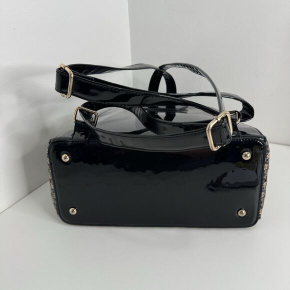 Brangio Italy Back Pack Black and Taupe Flowers Shimmer Patent Leather Feet main image 6